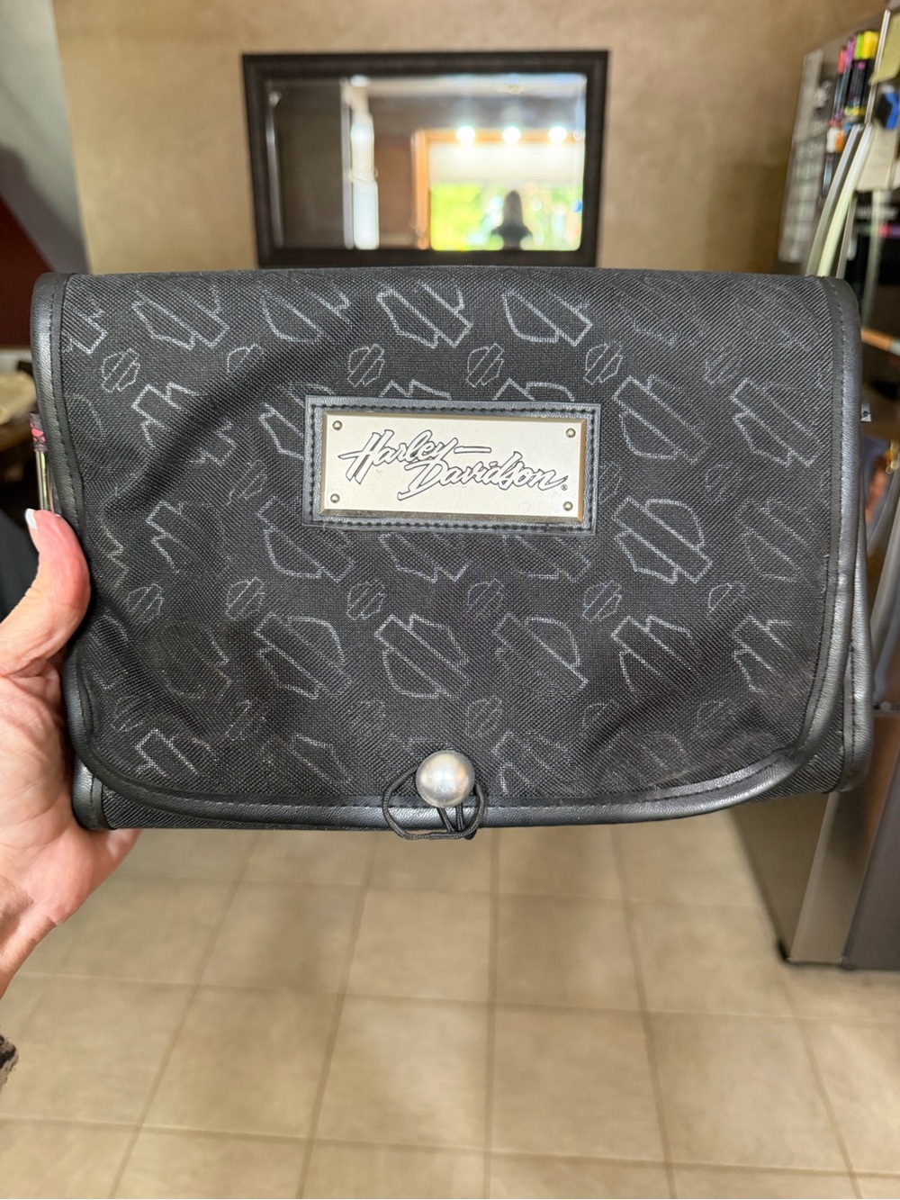 Harley-Davidson Black Toiletry Bag with Logo Plaque